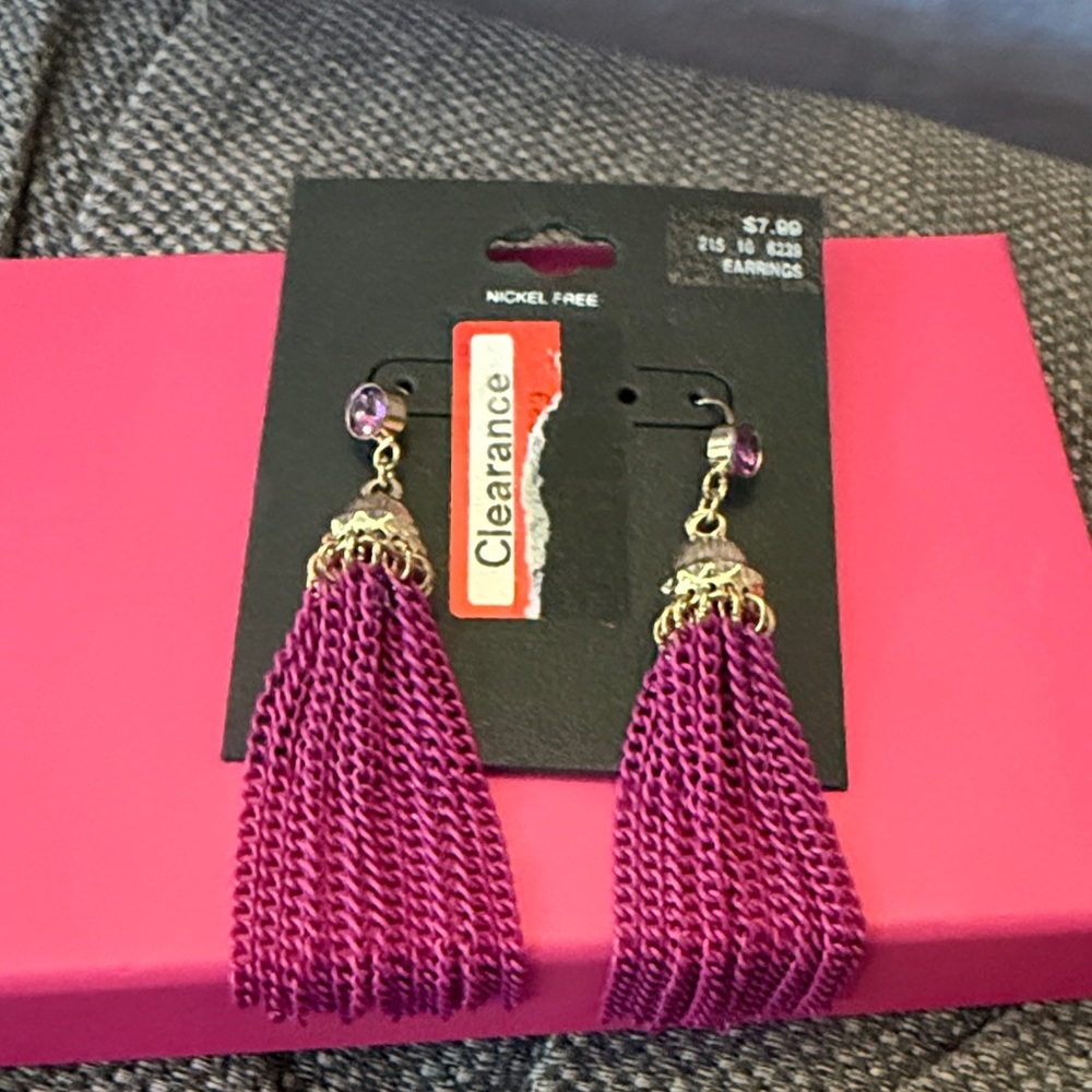 Elegant Purple Tassel Earrings